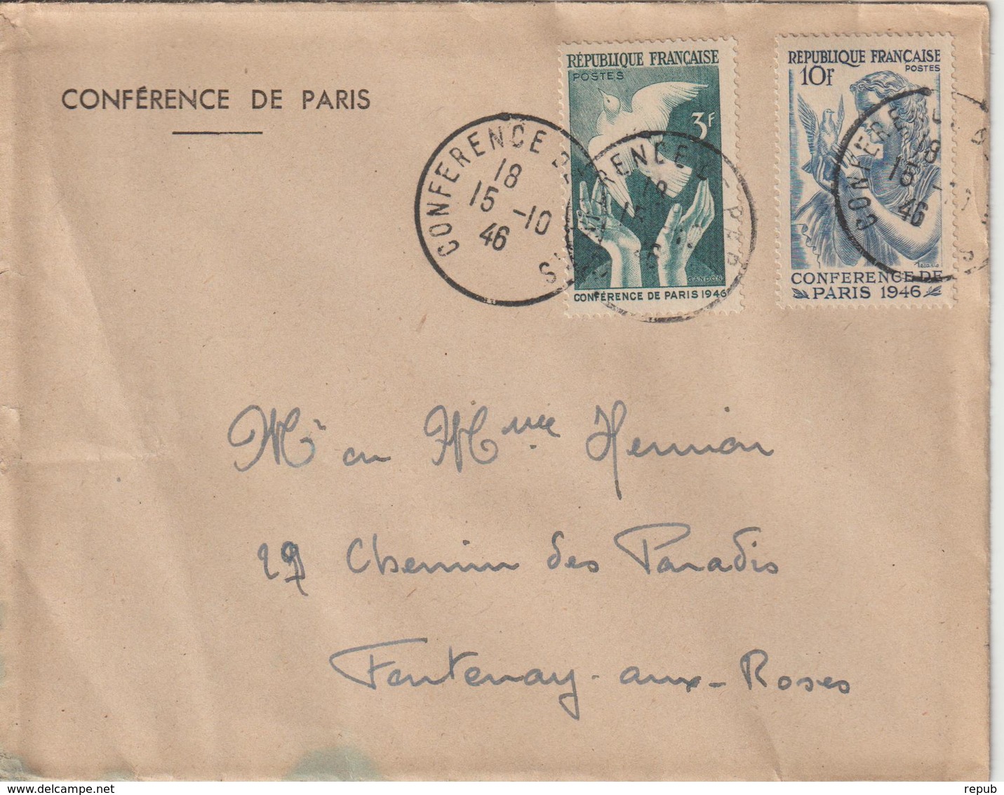 Oblitération Conférence De Paris (29/07/1946 Au 15/10/1946) 15-10-1946 Dernier Jour - 1921-1960: Modern Tijdperk