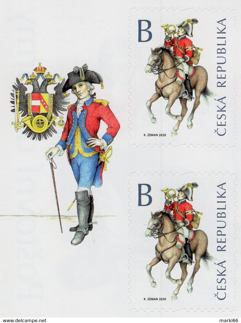 Czech Republic - 2020 - Postal Uniforms - Mint Self-adhesive Booklet Stamp Pair With Margin - Nuovi