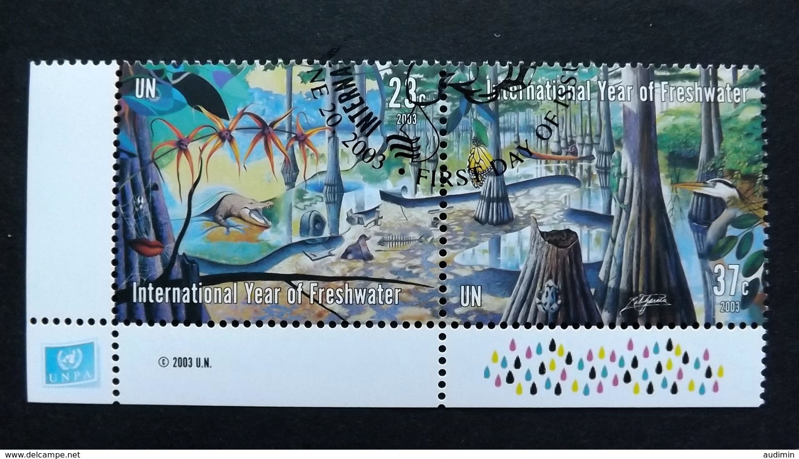 UNO-New York 929/0 Oo/ESST, Internationales Jahr Des Süßwassers, Tropische Flusslandschaft Mit Mangrovensumpf - Gebraucht