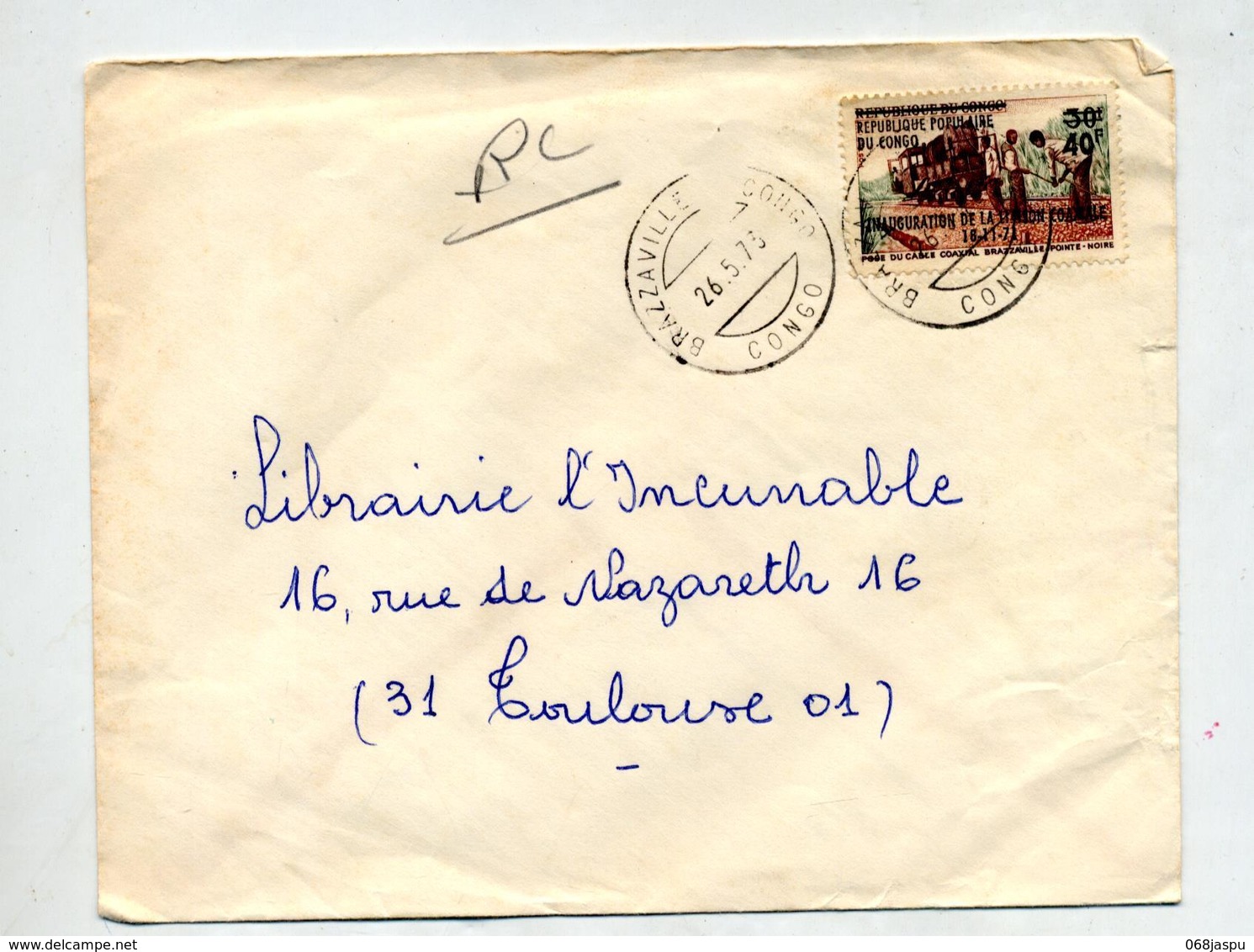 Lettre Cachet Brazaville  Train Surchargé Inauguration - Autres & Non Classés