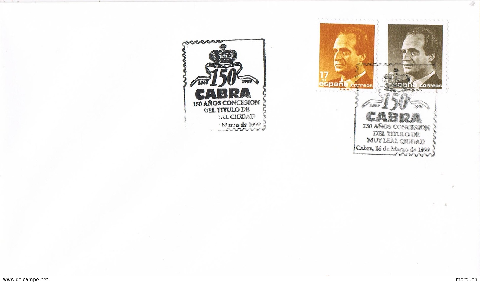 35655. Carta CABRA (Cordoba) 1999. Concesion Titulo De MUY LEAL CIUDAD - Cartas & Documentos