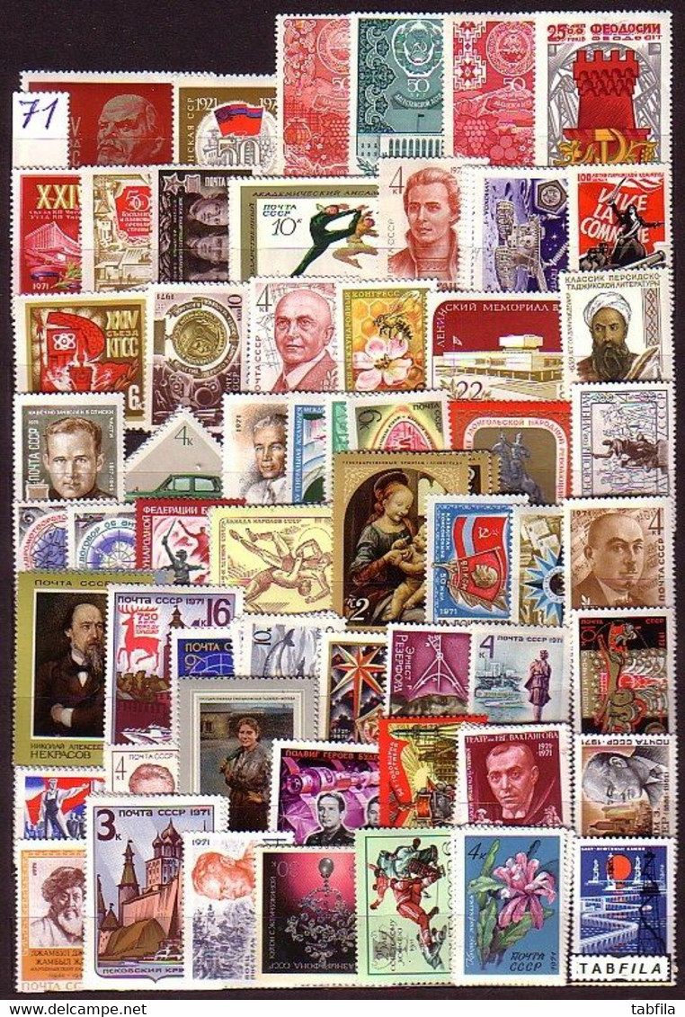 RUSSIA / UdSSR - 1971 - Anne Comp. - Mi 3843/3971sans 3918/19, 3962/66+ Bl 68/73 + 2 Bl Souvenir - Années Complètes