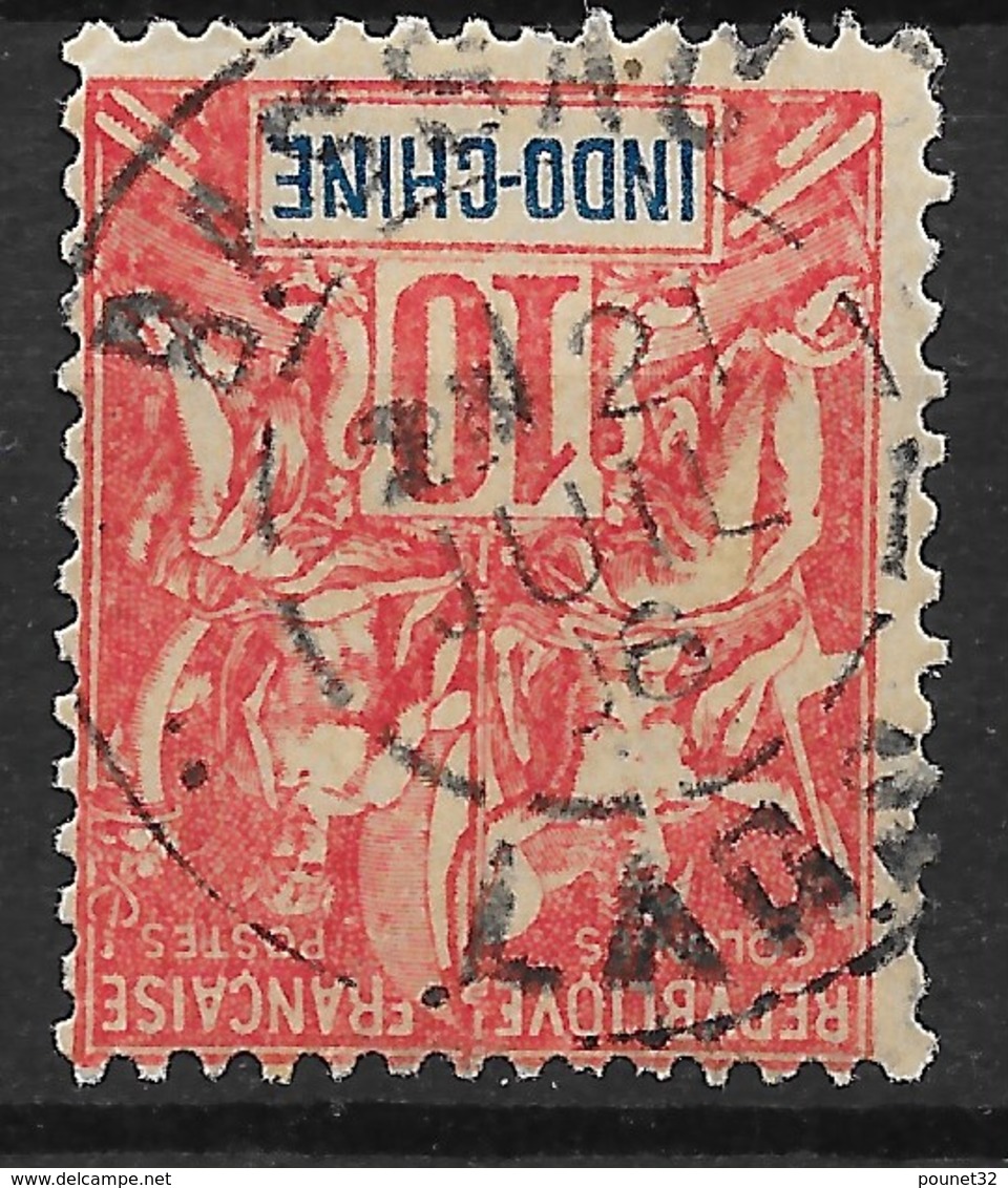 INDOCHINE : GROUPE 10c ROUGE N° 17 TRES RARE OBLITERATION DE BASSAC LAOS - Used Stamps