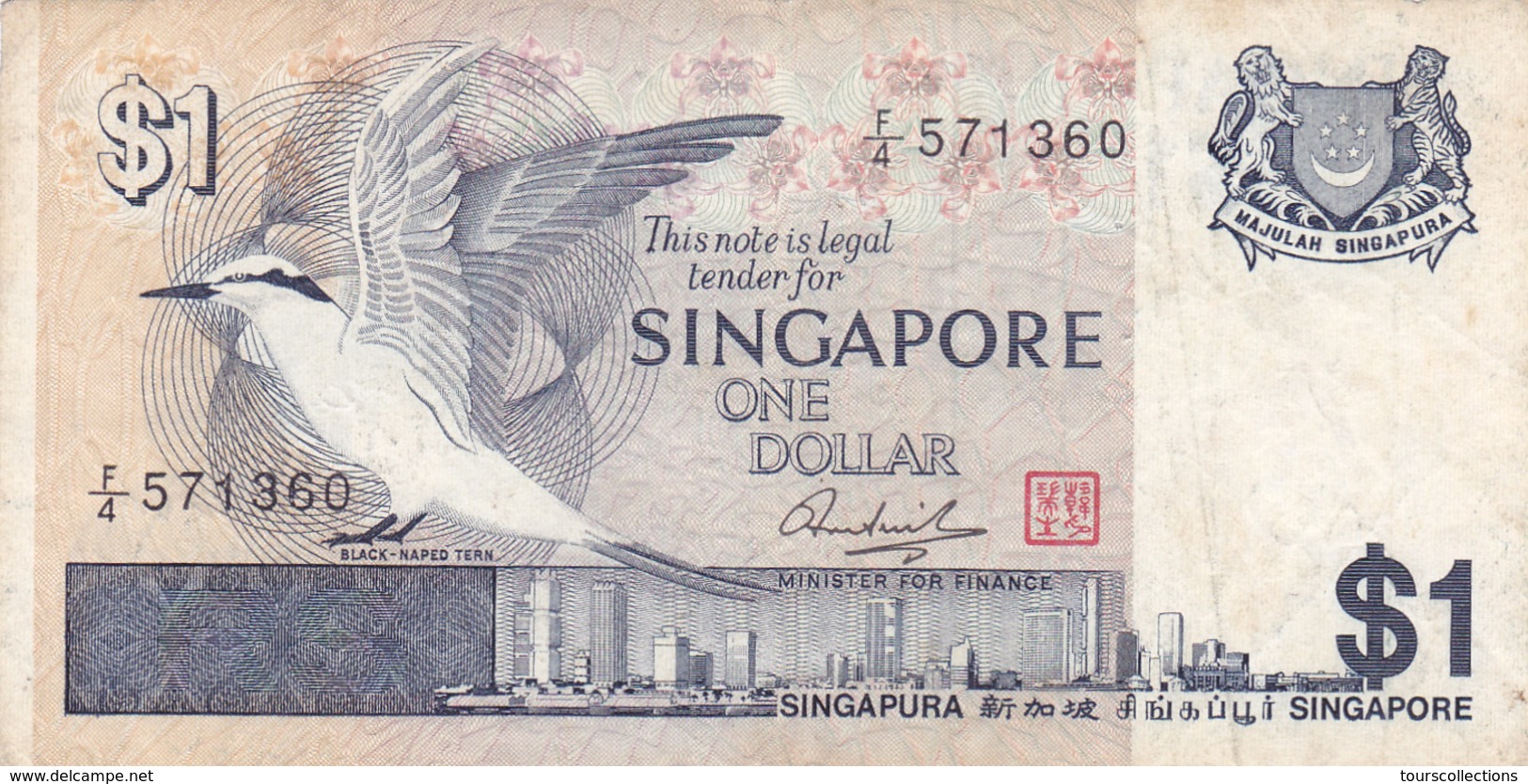 BILLET SINGAPOUR - 1 Dollar De 1976 - Oiseau @ PICK 9 - Singapour