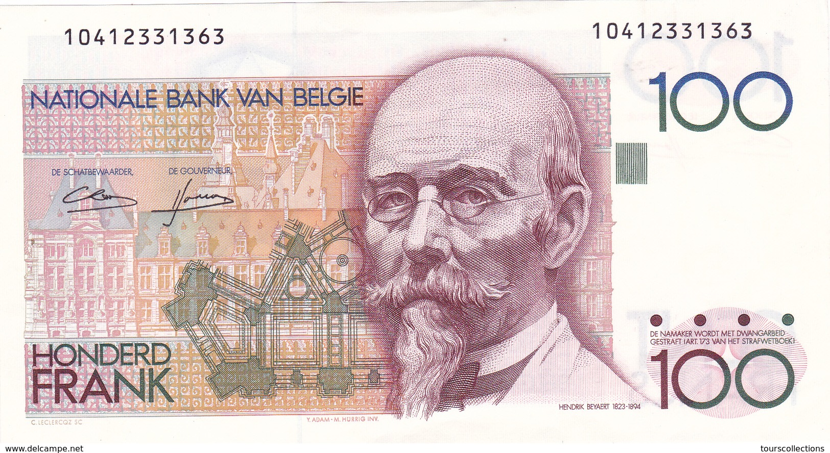 BILLET NEUF De BELGIQUE - 100 FRANCS Hendrik Beyaert De 1978- 81  @ PICK 140 - 100 Francs