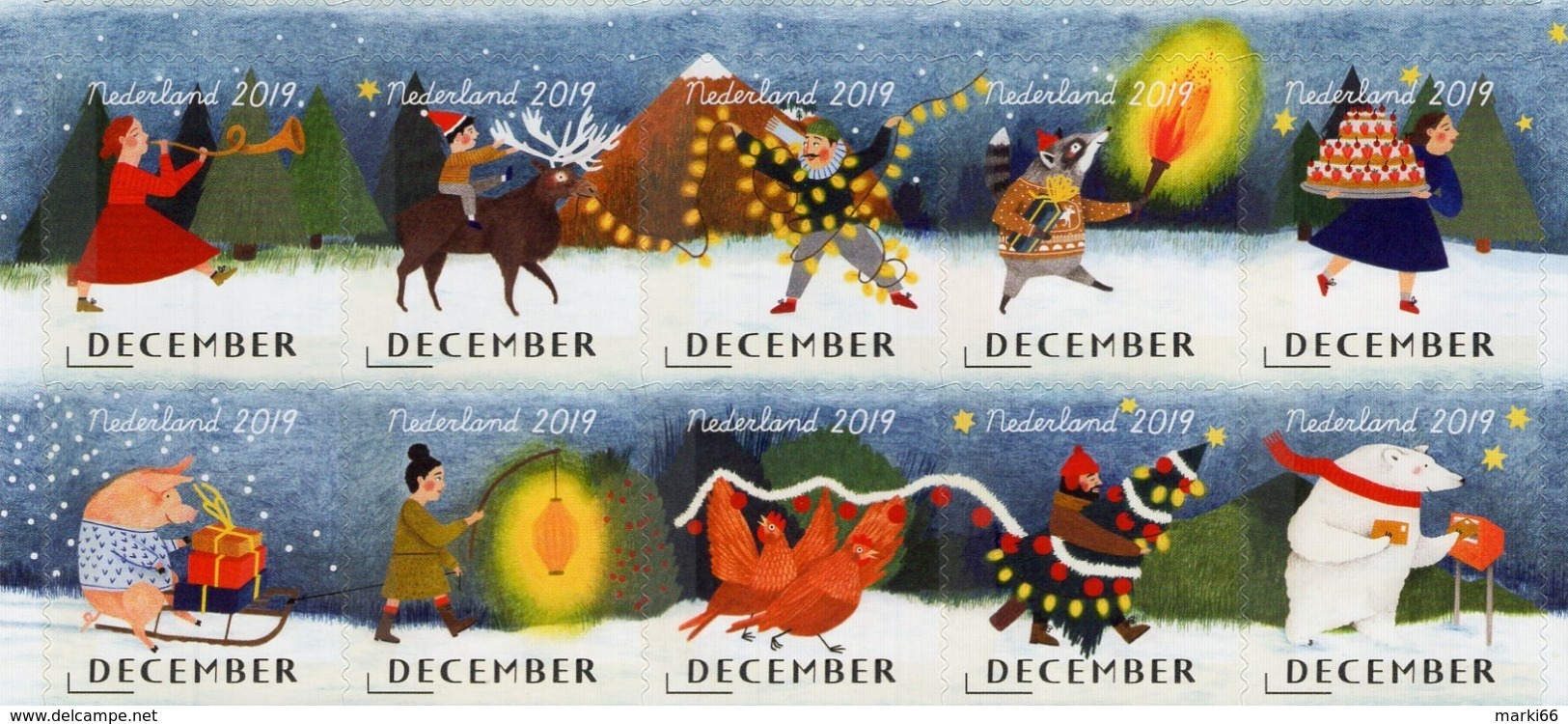 Netherlands - 2019 - December Stamps - Christmas - Mint Self-adhesive Stamp Set - Nuovi