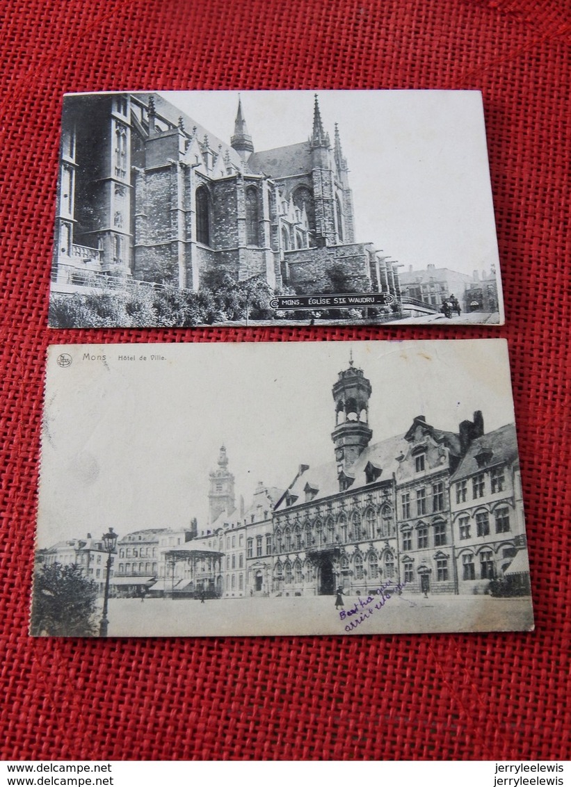 MONS  - Lot De 4 Cartes De Mons : Gare, Hôtel De Ville, Eglise Ste Waudru , Monument Dolez - Mons