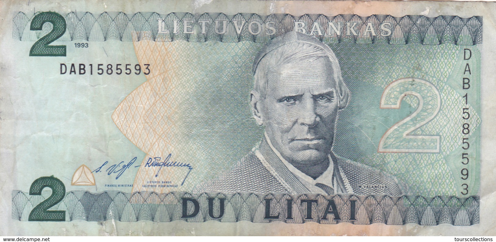 BILLET LITUANIE 2 Litai De 1993 De M. Valancius @ PICK 54 - Lithuania