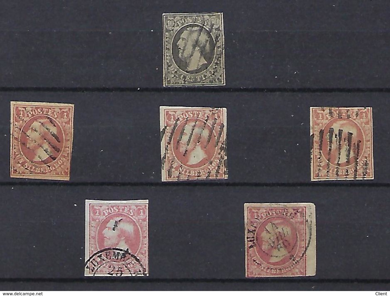 LUXEMBOURG - 6 TIMBRES NR1 Et NR 2 - 1852 William III