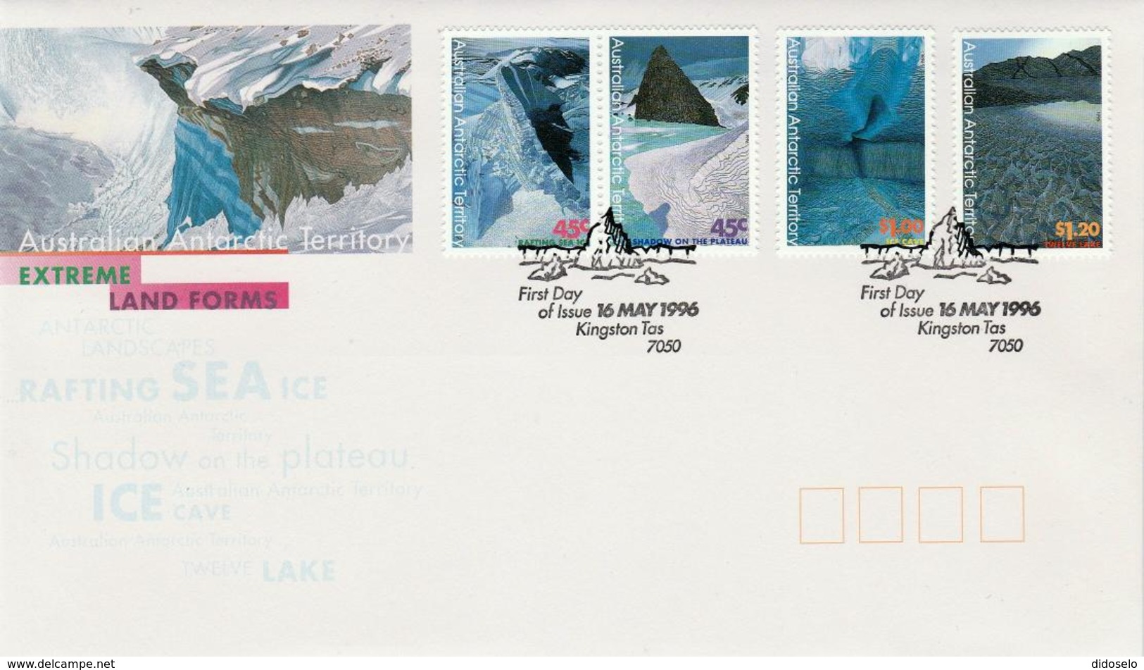 AAT - 1996 - Antartic Land Forms Set  On FDC - FDC