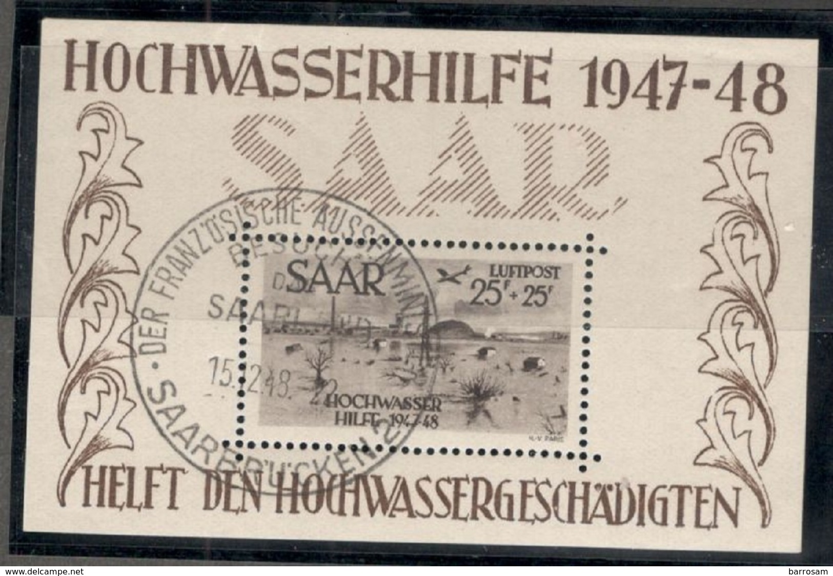 SAAR1948:Michel Block2used (Cat.Value 2,400Euros...or $2,260) - Blokken & Velletjes