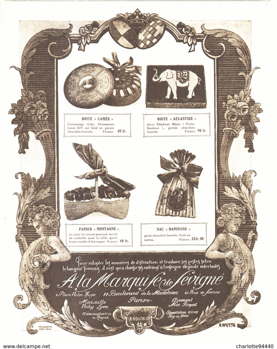 PUB CHOCOLATS " LA MARQUISE De SEVIGNE "   1920 ( 17 ) - Chocolat