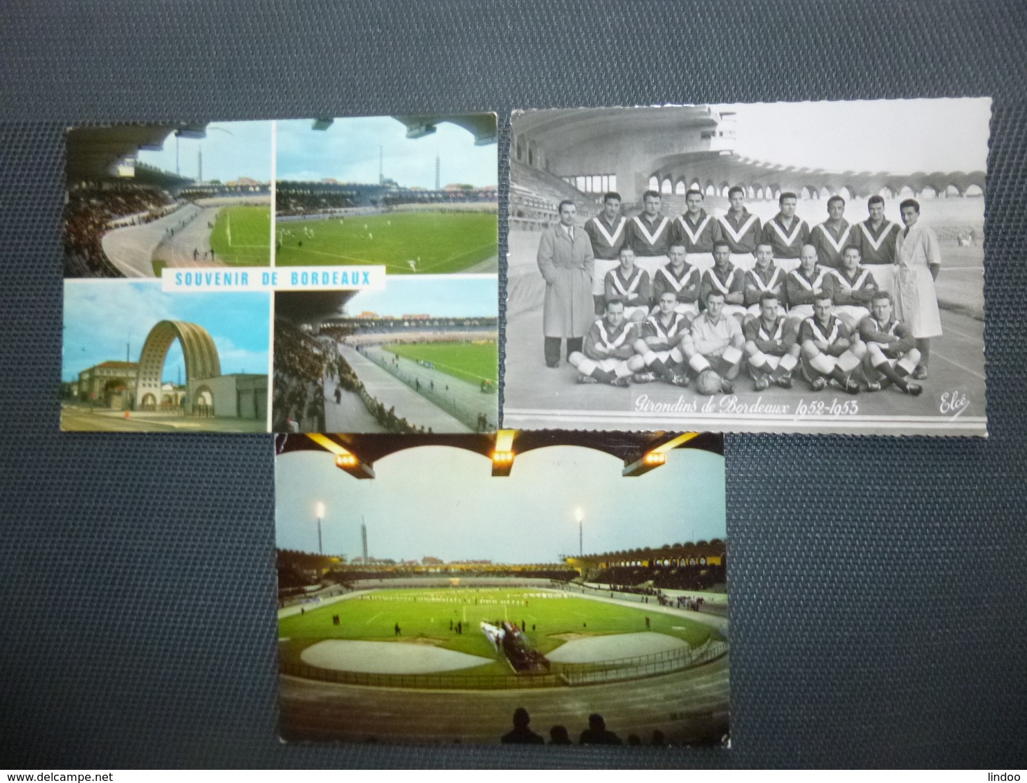 3 CPM  FOOTBALL BORDEAUX  STADE ET EQUIPE DES GIRONDINS SAISON 1952 1953 - Voetbal