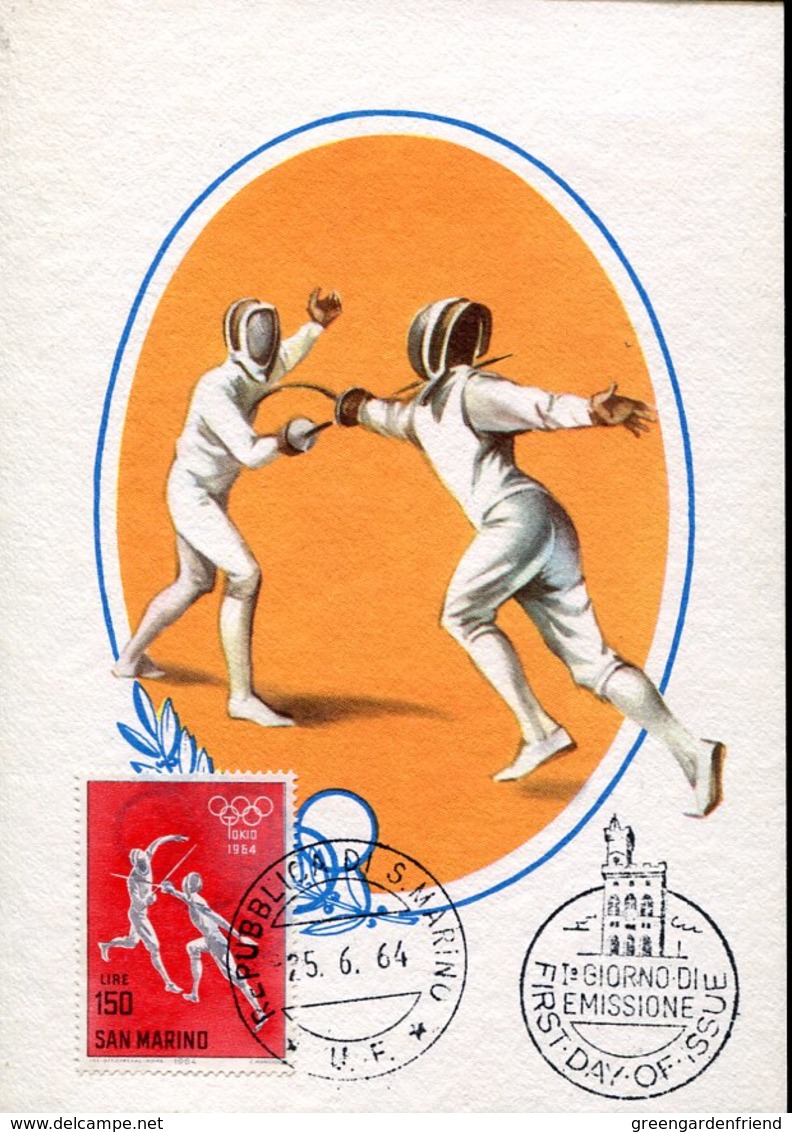 51220 San Marino, Maximum 1964 Olympiade Of Tokyo, Fechten Fencing, Escrime, Scherma - Fencing