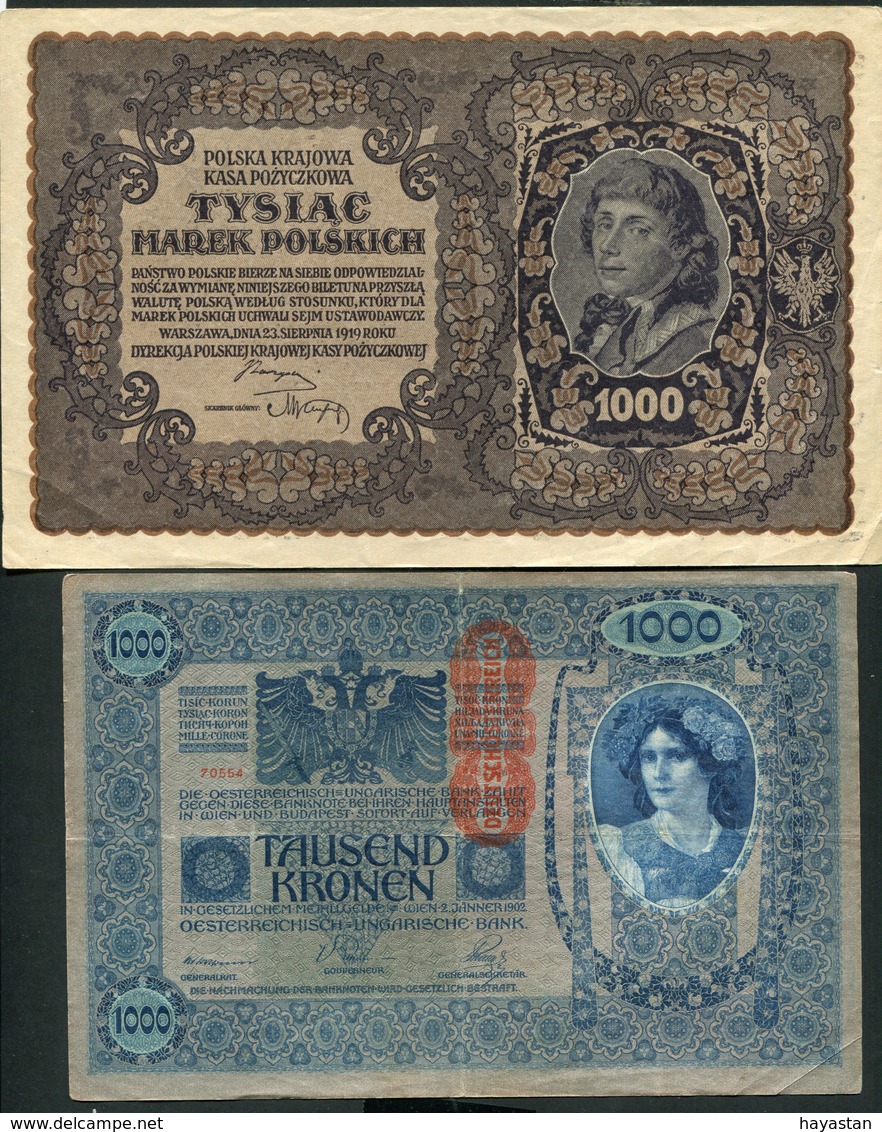 LOT DE 3 BILLETS D'ALLEMAGNE - AUTRICHE - POLOGNE - Kilowaar - Bankbiljetten