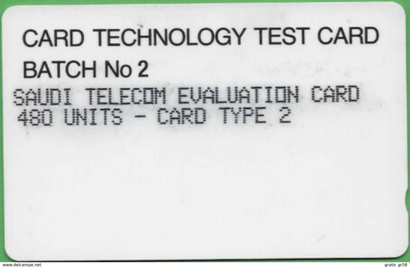 Saudi Arabia - SAU-O-03, GPT, Evaluation Card Type 2 Batch N. 2, 480U, 1SAUC, 400ex, 1993, Used - Saoedi-Arabië