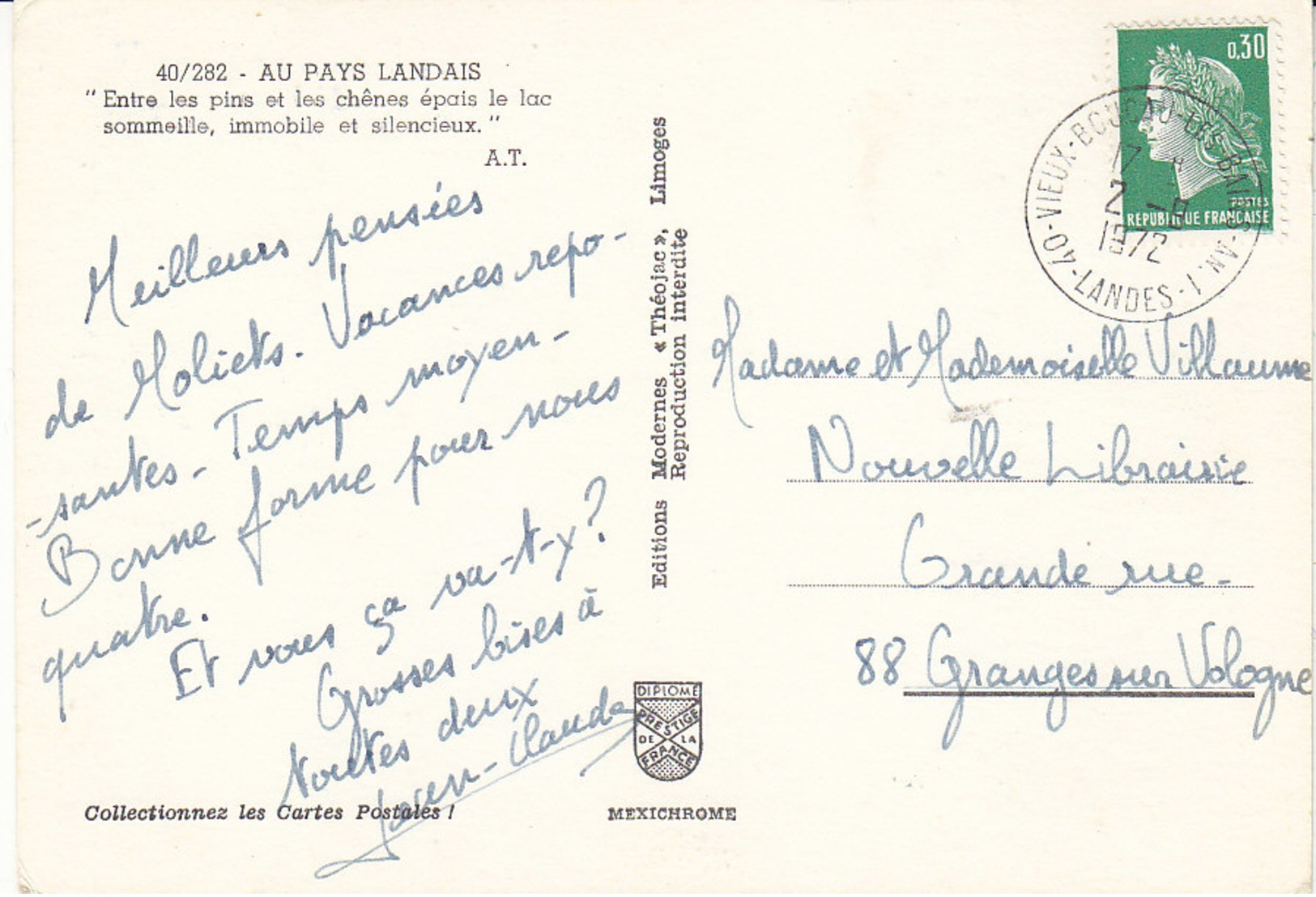 Cachet De L"agence De Vieux-Boucau-les-Bains ,An.1 , Landes ,1972 - Handstempel