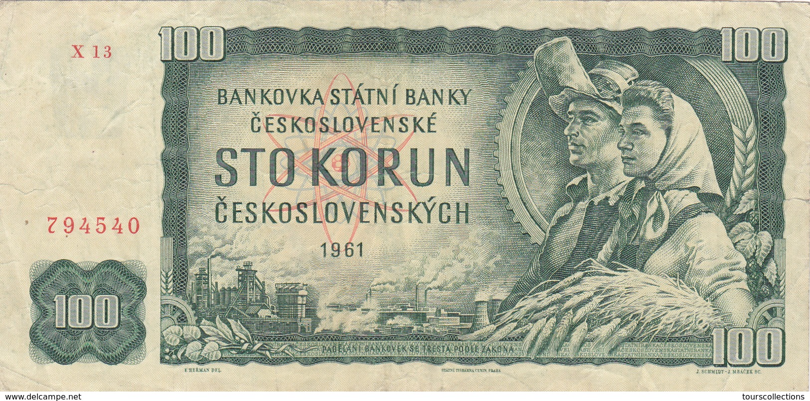 BILLET TCHECOSLOVAQUIE 100 Korun De 1961 - Agriculture Paysans - Prague @ PICK 91 B - Tchécoslovaquie