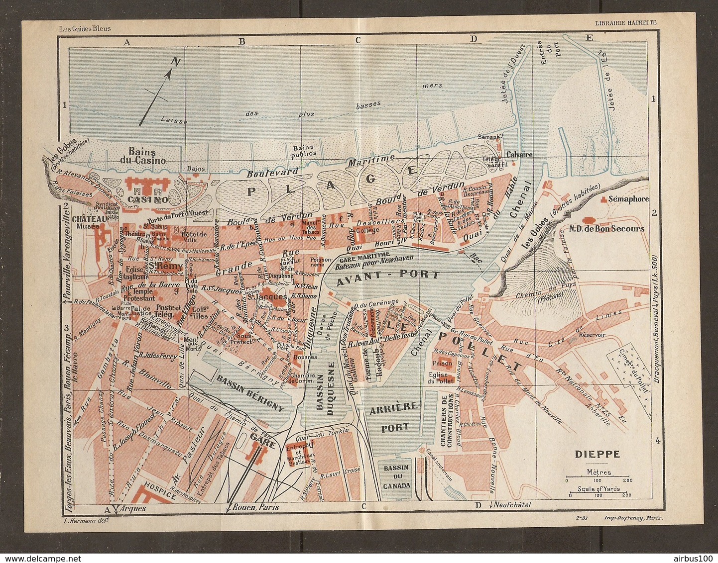 CARTE PLAN 1931 DIEPPE - BAINS PUBLICS CASINO BASSIN Du CANADA SÉMAPHORE CALVAIRE GARE MARITIME - Topographische Kaarten