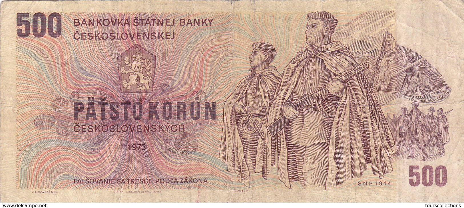 BILLET TCHECOSLOVAQUIE 500 Korun De 1973 - Soldats - Devin @ PICK 93 - Tchécoslovaquie