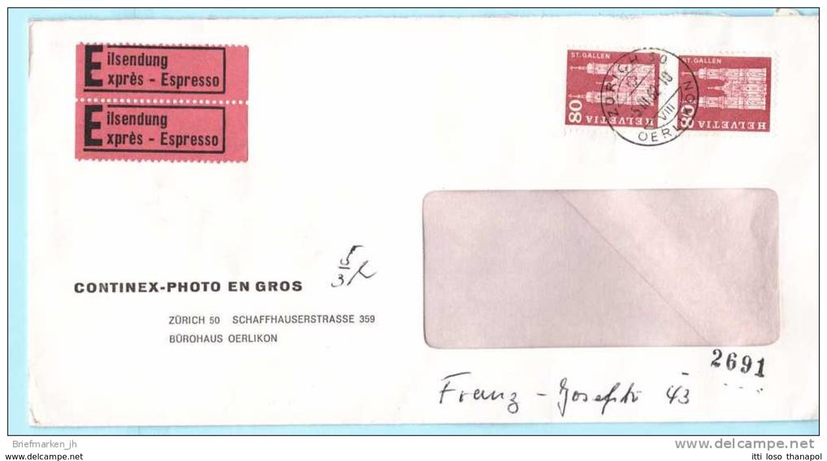 SCHWEIZ SUISSE Express Brief Cover Lettre - Zürich 50 - 05.03.62 - 708 Bauwerke (2 Scan)(14467) - Briefe U. Dokumente