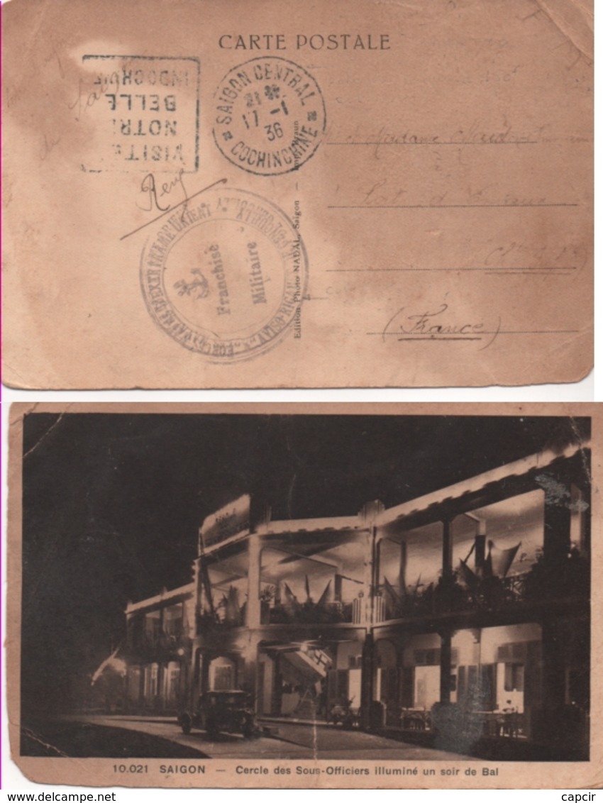 1936 Cachet : Aviso Rigault De Genouilly Forces Navales D'Extrême Orient + Daguin Indochine - Seepost