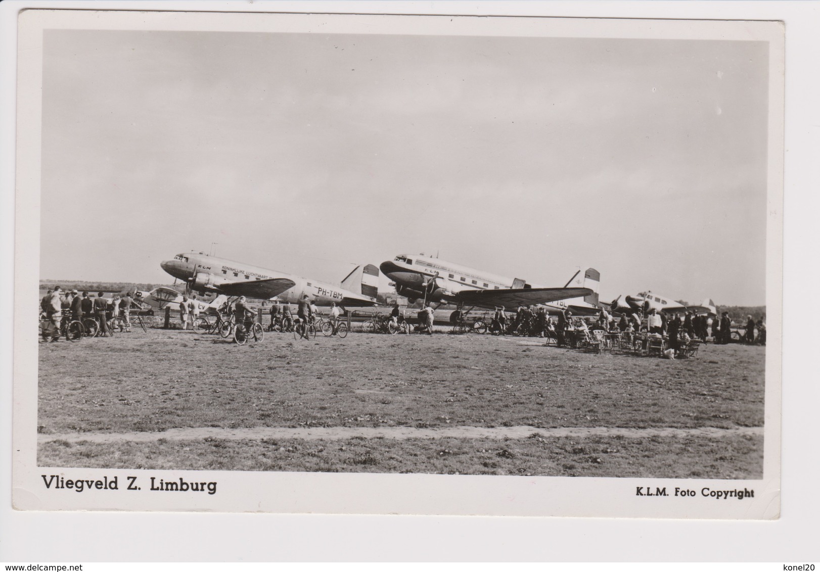 Vintage Rppc KLM K.L.M Royal Dutch Airlines Douglas Dc-3 @ Airport Vliegveld Zuid Limburg - 1919-1938: Fra Le Due Guerre