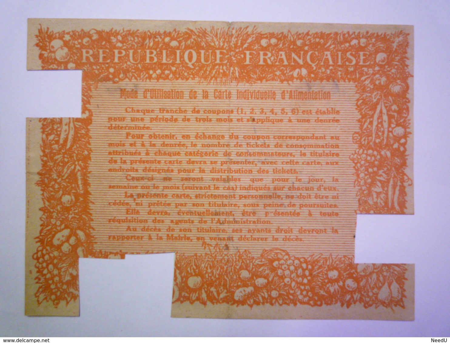 GP 2020 - 2294  CARTE De RATIONNEMENT  1918  (LIEOUX  Haute-Garonne)   XXX - Sin Clasificación