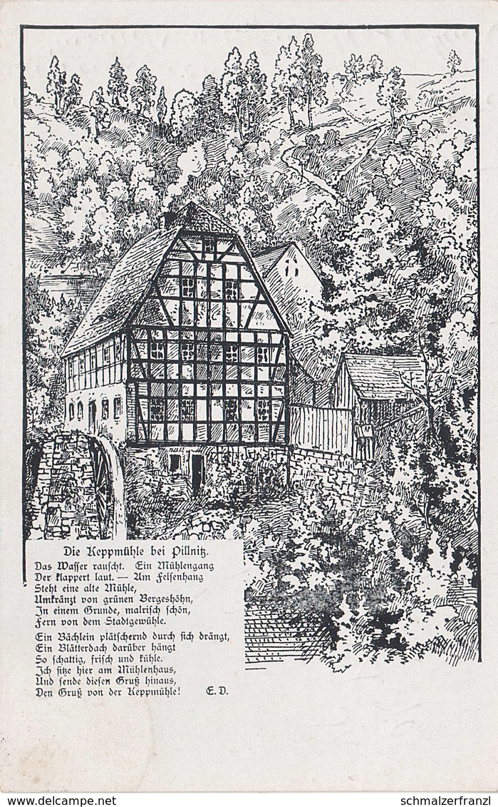 Litho Stich AK Keppmühle Sage A Hosterwitz Pillnitz Dresden Niederpoyritz Rockau Malschendorf Borsberg Krieschendorf - Pillnitz