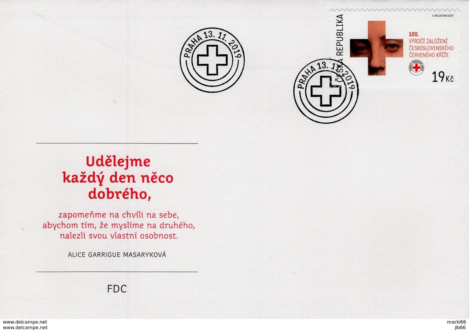 2019 : FDC Centenaire De La Croix Rouge Tchécoslovaque / 100 Years Red Cross - FDC