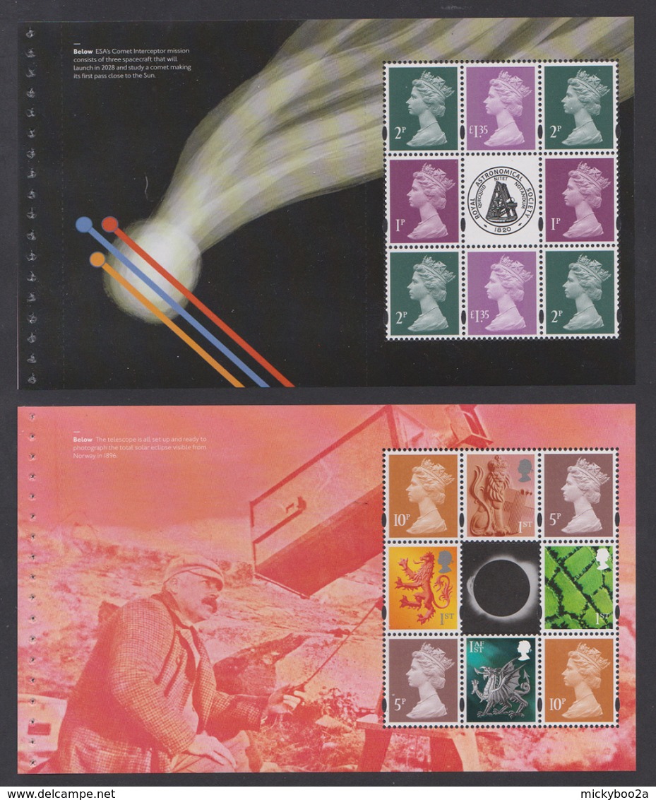 GB 2020 VISIONS OF THE UNIVERSE SPACE AURORAS COMETS PLANETS MACHIN REGIONALS BOOKLET PANE SET MNH - Unused Stamps