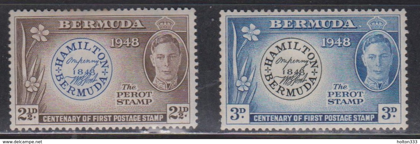 BERMUDA Scott # 135-6 MH - KGVI & The Perot Stamp - Bermuda