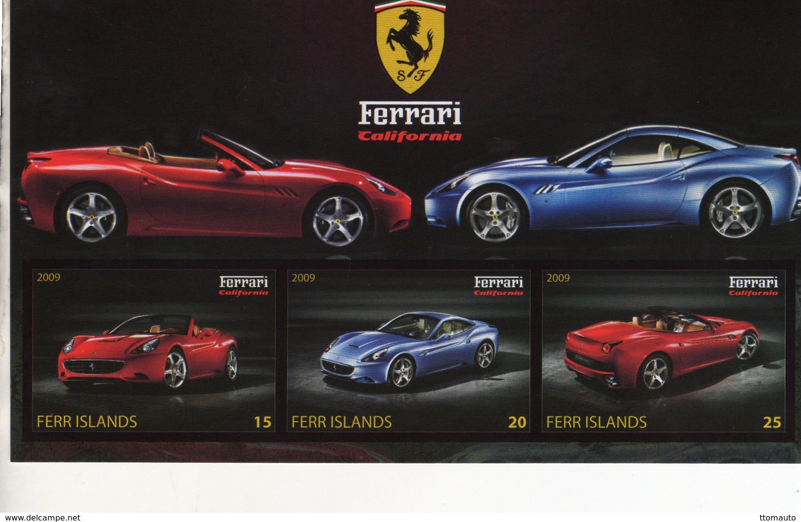Ferrari California   -  3v Feuillet Mint/Neuf/MNH Imperf/Non Dentelé - Automobili