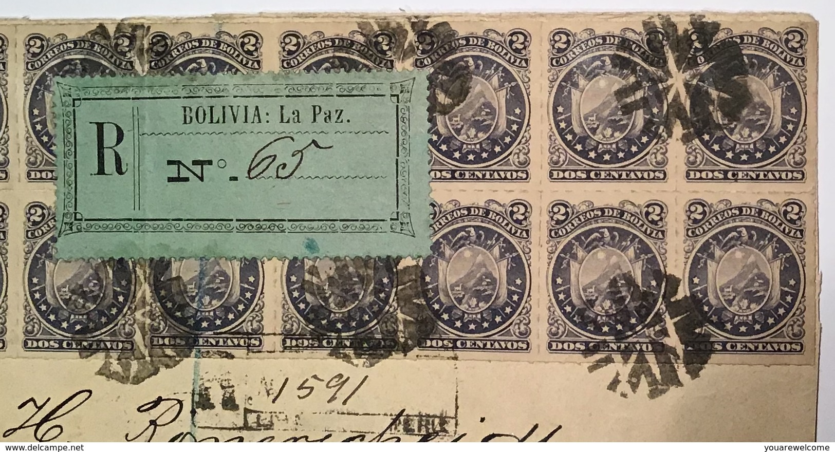 „SANTA CRUZ BOLIVIA 1893“UNIQUE Frkg1887 Issue Registered Cover > Berlin Via La Paz & Panama(lettre Bolivie Condor Lama - Bolivie