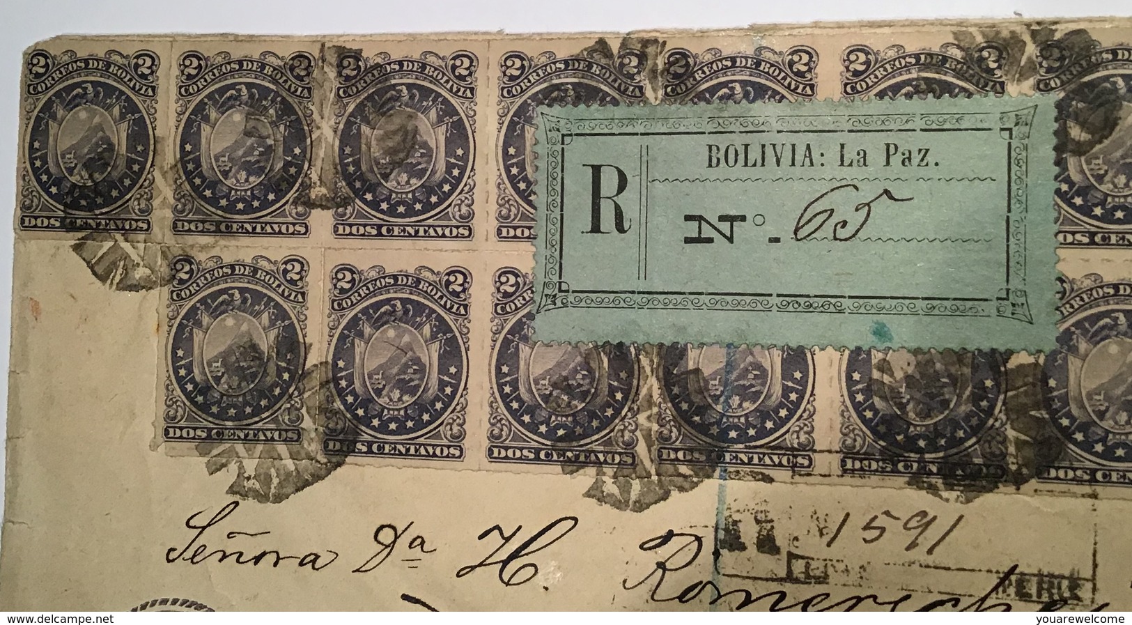 „SANTA CRUZ BOLIVIA 1893“UNIQUE Frkg1887 Issue Registered Cover > Berlin Via La Paz & Panama(lettre Bolivie Condor Lama - Bolivie