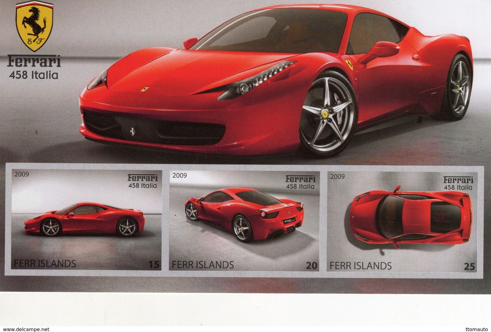 Ferrari  458 Italia -  3v Feuillet Mint/Neuf/MNH Imperf/Non Dentelé - Automobili