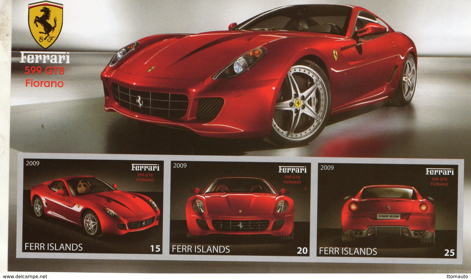 Ferrari  599 GTB Fiorano  -  3v Feuillet Mint/Neuf/MNH Imperf/Non Dentelé - Automobili