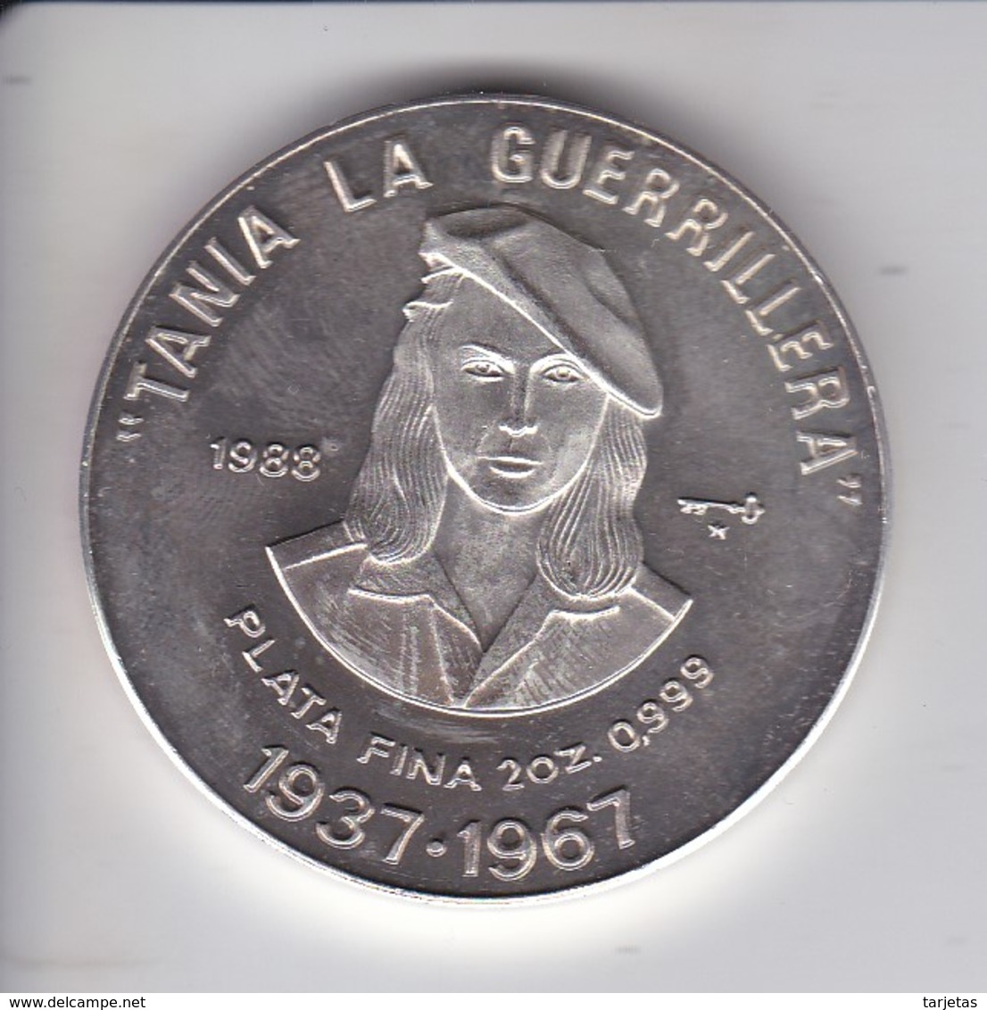 MONEDA DE PLATA DE CUBA DE 20 PESOS AÑO 1988 TANIA LA GUERRILLERA (LA DE LA FOTO) - Cuba