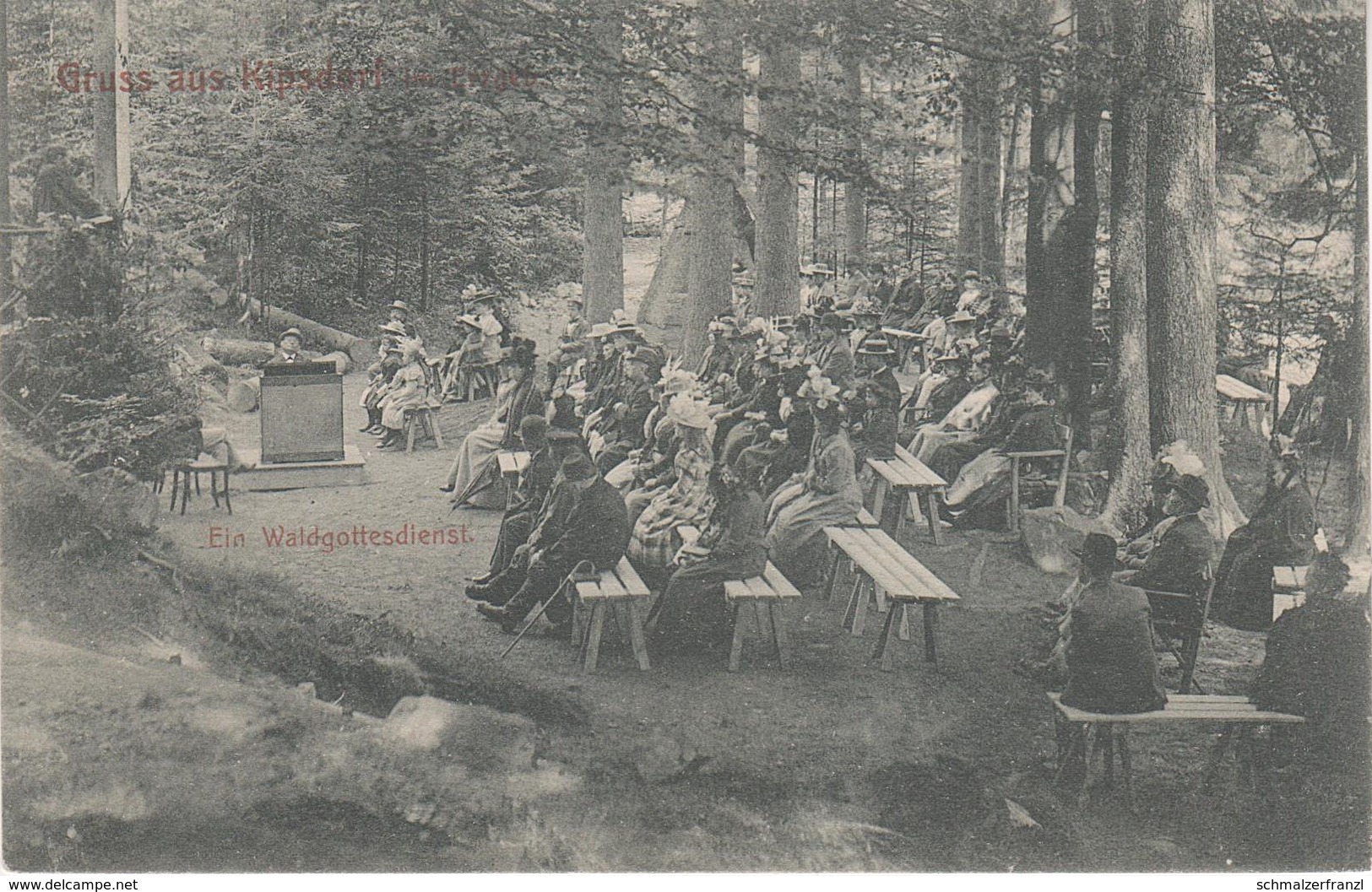 AK Kipsdorf Erzgebirge Ein Waldgottesdienst Messe Waldbühne Waldtheater A Schmiedeberg Schellerhau Bärenburg Altenberg - Kipsdorf