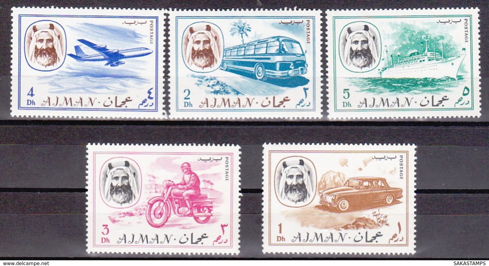 1967-(MNH=**) Ajman 5 Valori "mezzi Di Trasporto" - Ajman