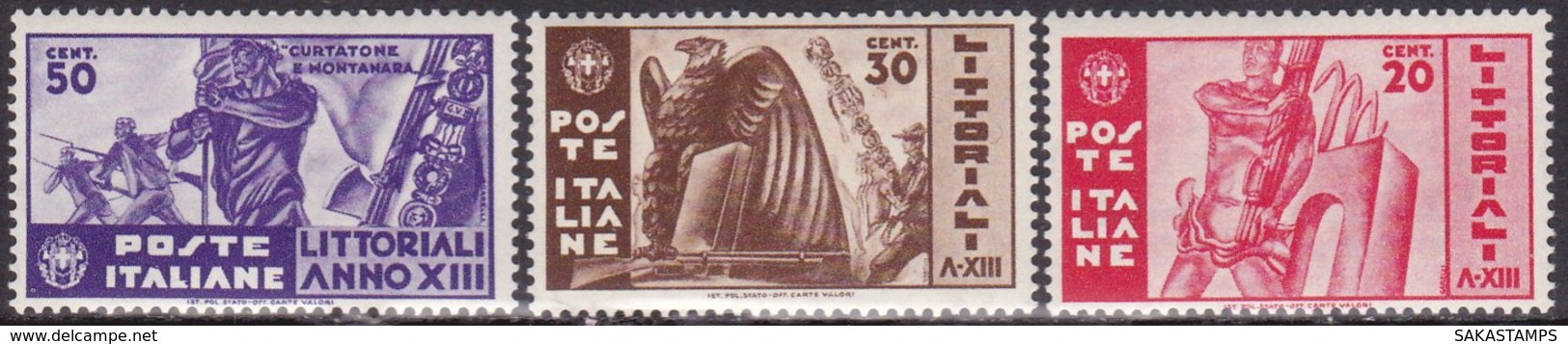1935-(MNH=**) Italia S.3v."Littoriali Della Cultura E Dell'arte"cat.Sassone Euro 25 - Mint/hinged