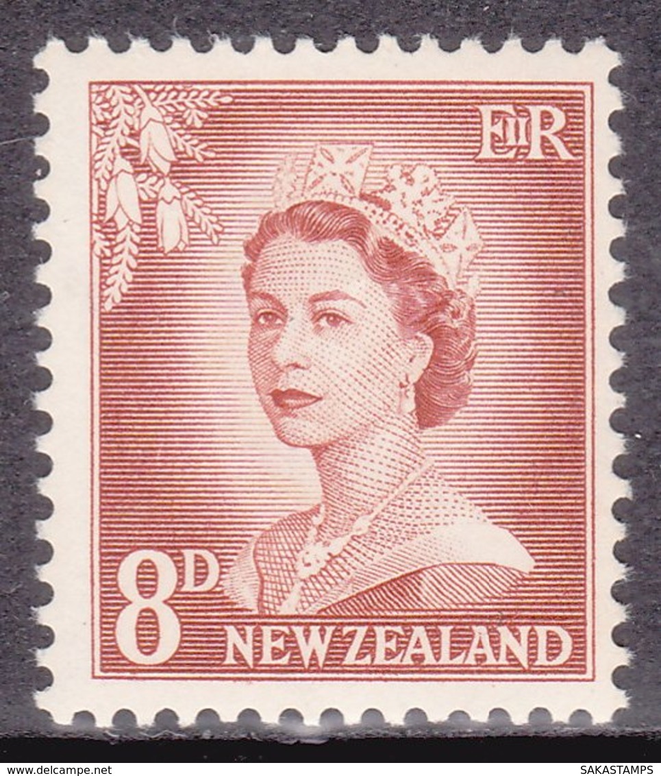 1959-(MNH=**) Nuova Zelanda 8d.marrone "Elisabetta II" - Nuovi