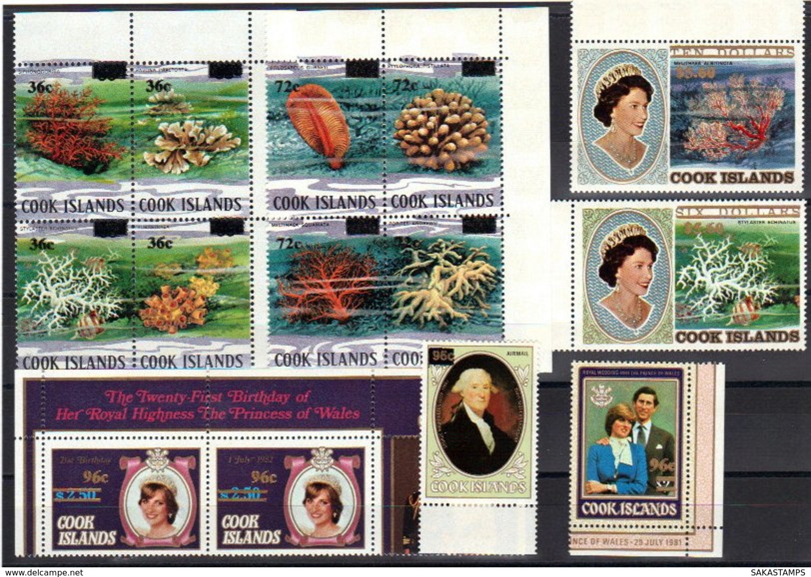 1983-(MNH=**) Cook Isole S.30v."Elisabetta II Overprinted"cat.Yvert Euro 130 - Cook