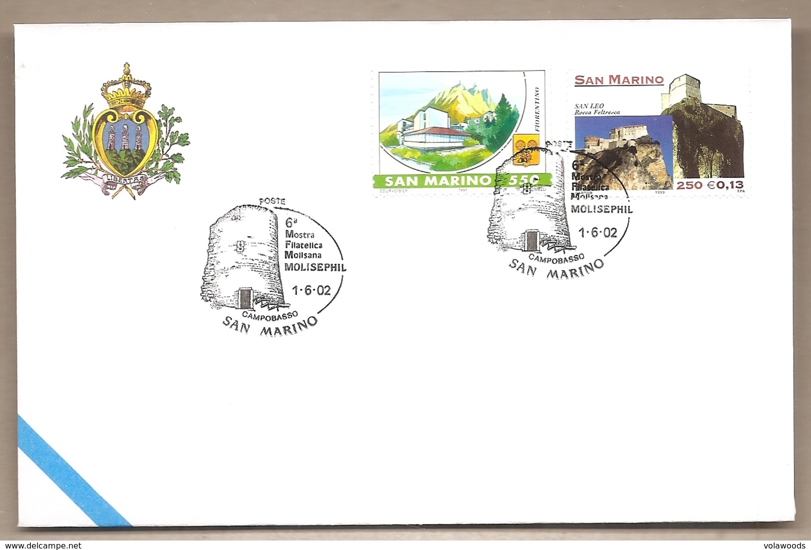 San Marino - Busta Con Annullo Speciale: 6° Mostra Filatelica Molisana - 2002 - Brieven En Documenten