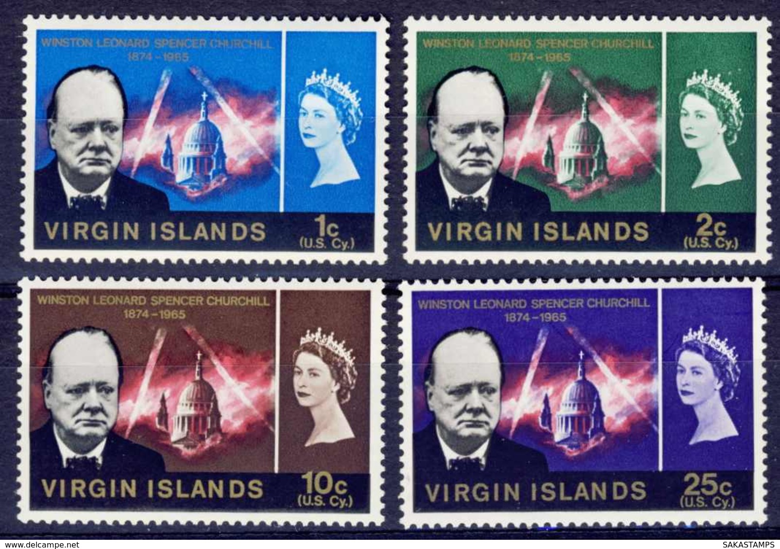 1966-(MNH=**) British Virgin Islands S.4v."Churchill" - British Virgin Islands