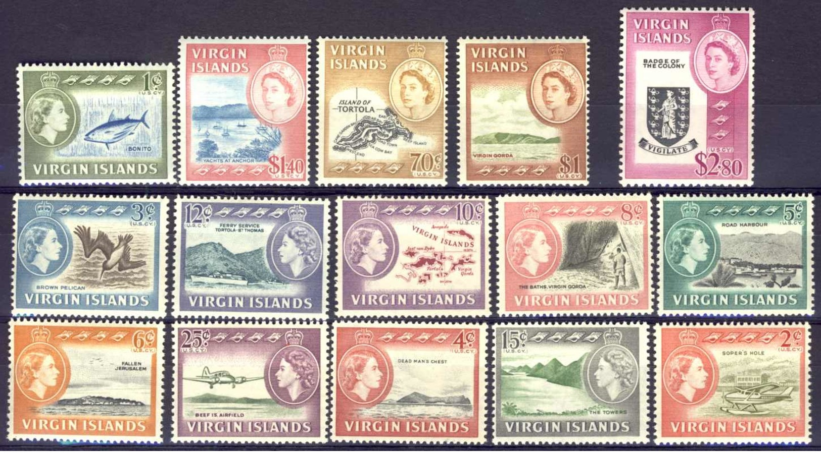 1964-(MNH=**) British Virgin Islands S.15v."Queen Elisabeth II,definitives" - British Virgin Islands