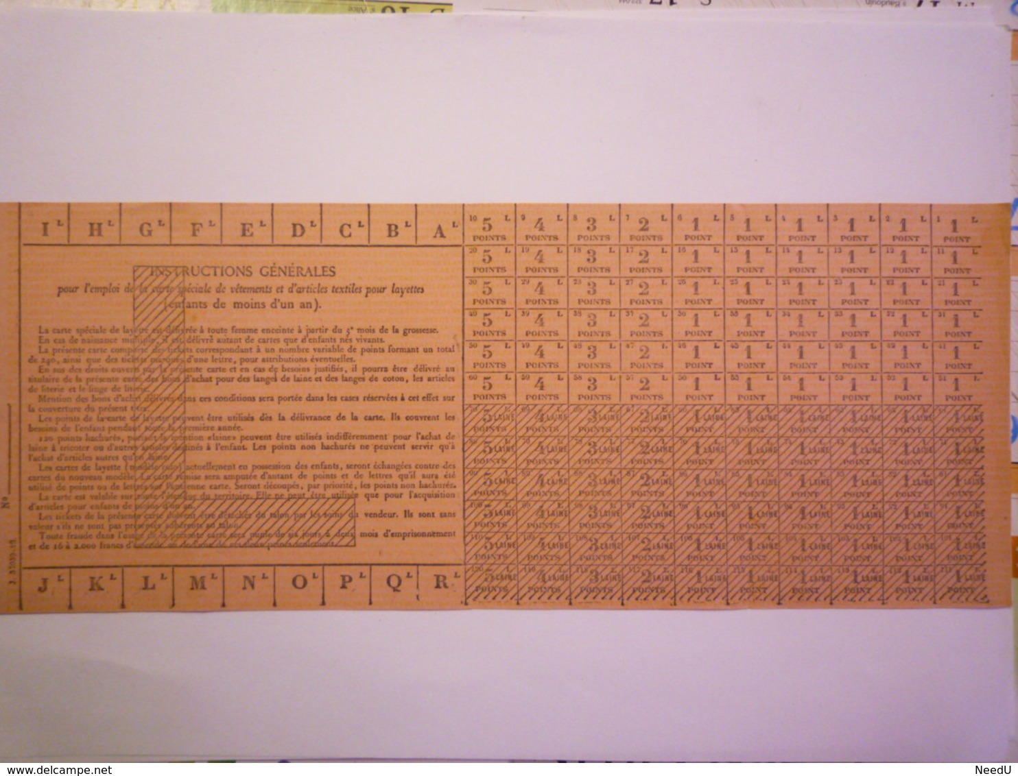 GP 2020 - 2299  BON De RATIONNEMENT  1942  -  FEUILLE De TICKETS  (Lettre L)   XXX - Zonder Classificatie