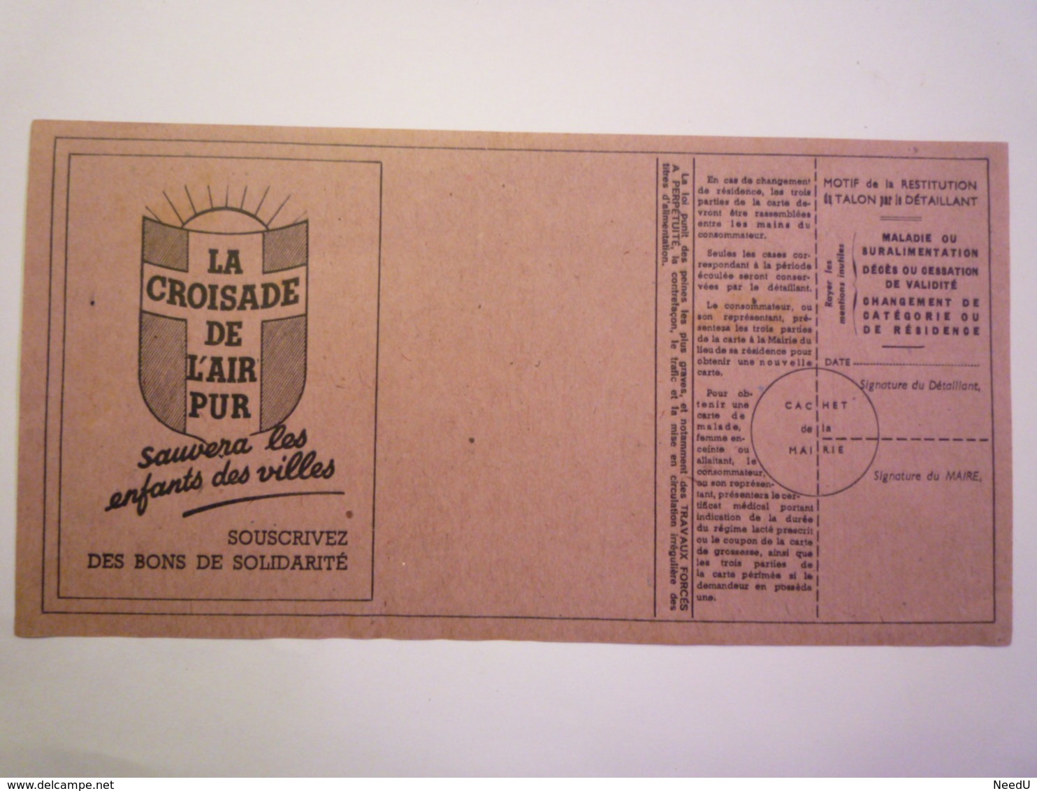 GP 2020 - 2300  BON De RATIONNEMENT  1943  -  Carte De LAIT ENTIER  1/4 Litre   XXX - Unclassified