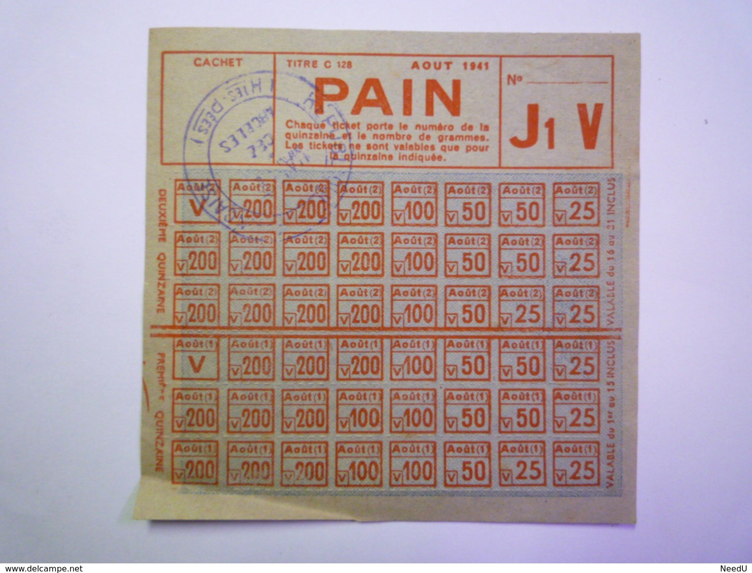 GP 2020 - 2302  BON De RATIONNEMENT  1941  -  Carte De PAIN   XXX - Ohne Zuordnung