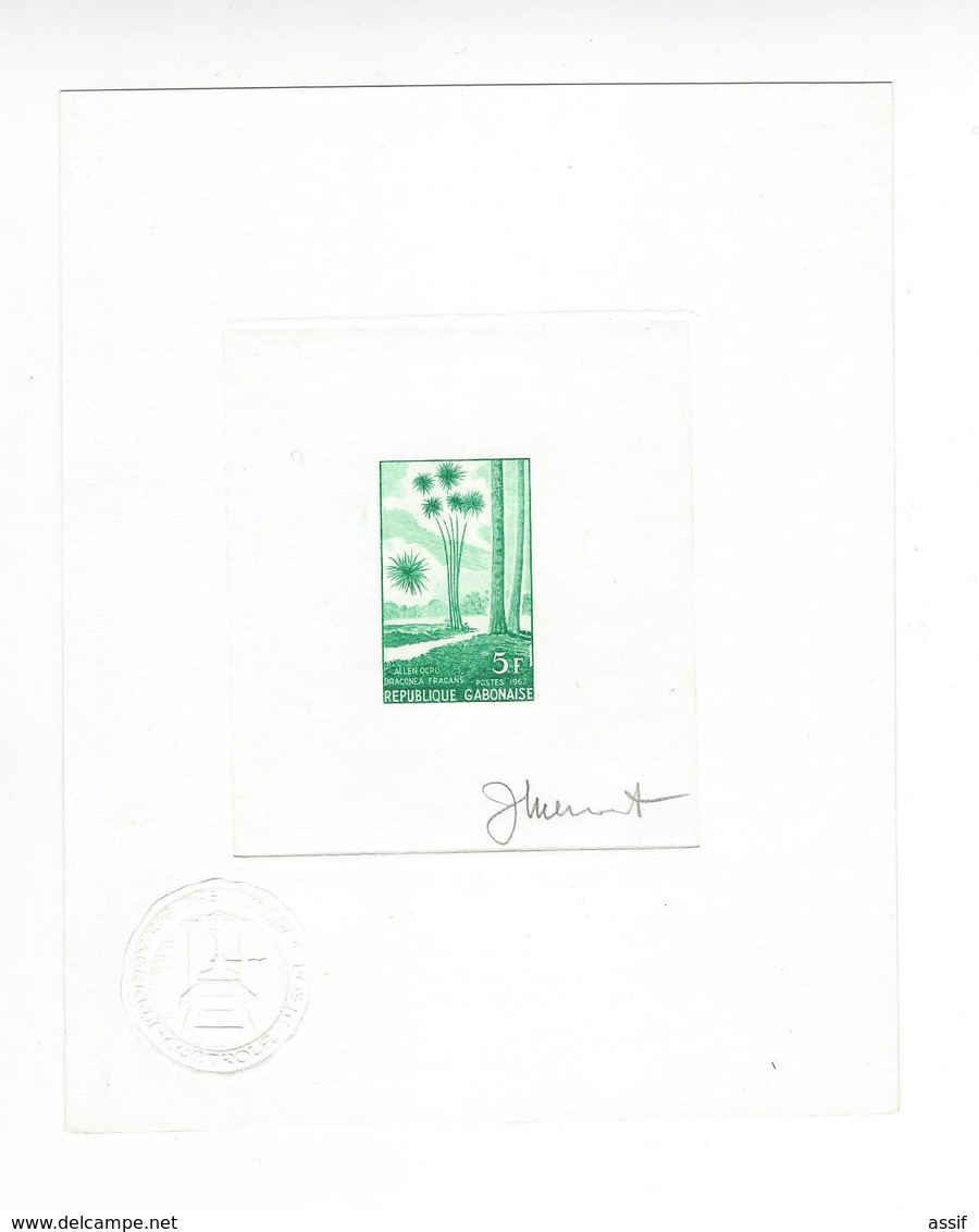 GABON SERIE COMPLETE EPREUVE D'ARTISTE YT N° 220 à 222 SIGNATURE AUTOGRAPHE DU GRAVEUR ARBRES /FREE SHIPPING R - Gabun (1960-...)